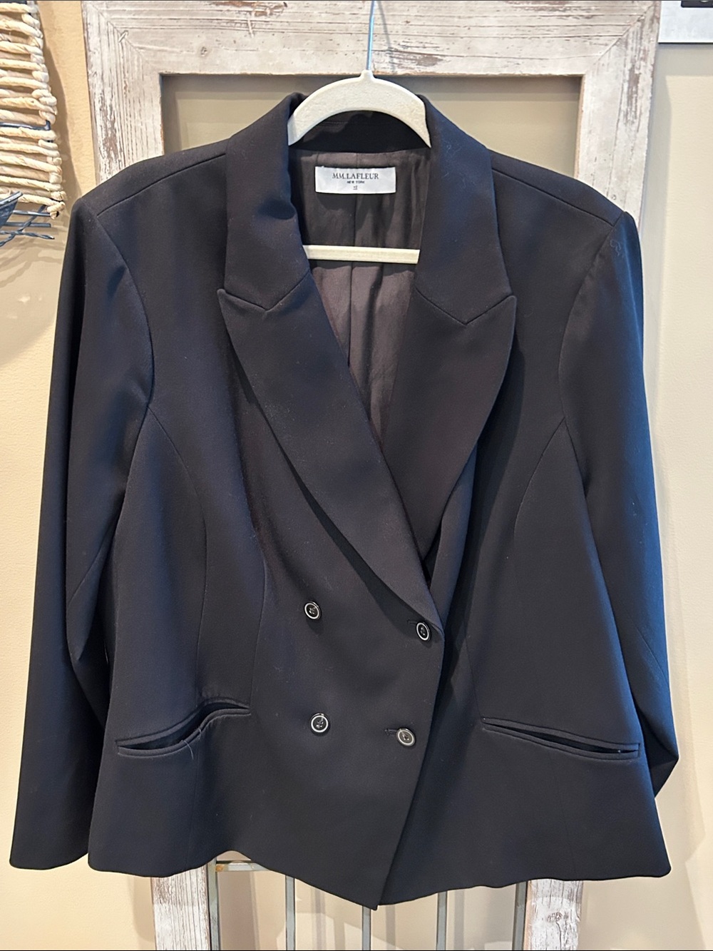 MM Lafleur Double-Breasted Black Blazer
